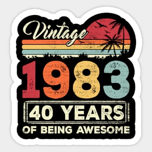 40 Year Old Birthday Vintage 1983 40st Birthday Sticker